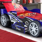Pat Masina de Formula 1 albastru - Patut in forma de masina F1 din lemn MDF cu roti 3D cu finisaje  Deluxe High Gloss